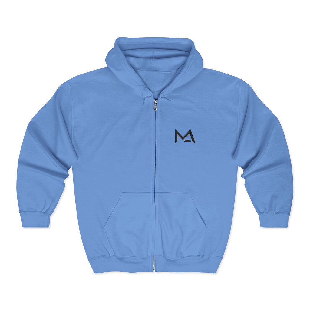 Mas Logo Unisex Heavy Full Zip Hooded Sweatshirt