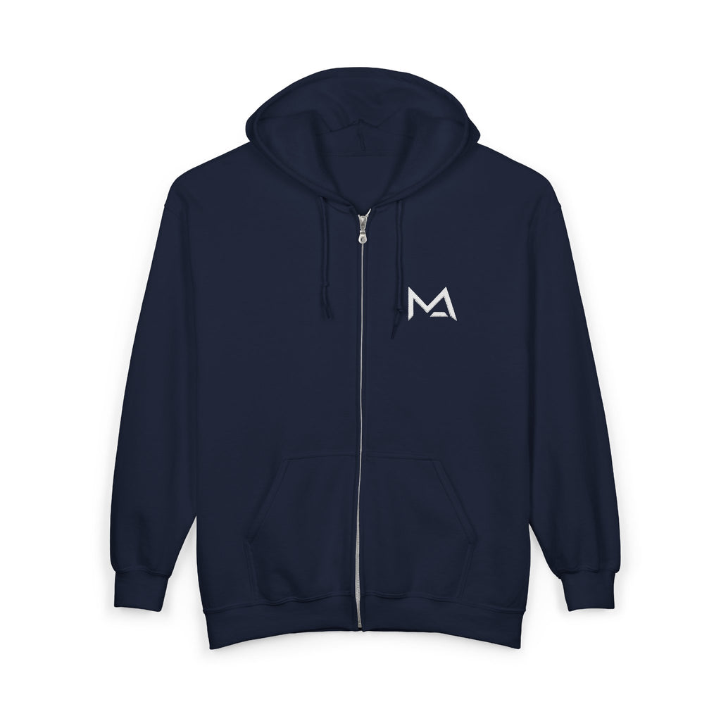 Mas Logo Unisex Heavy Full Zip Hooded Sweatshirt