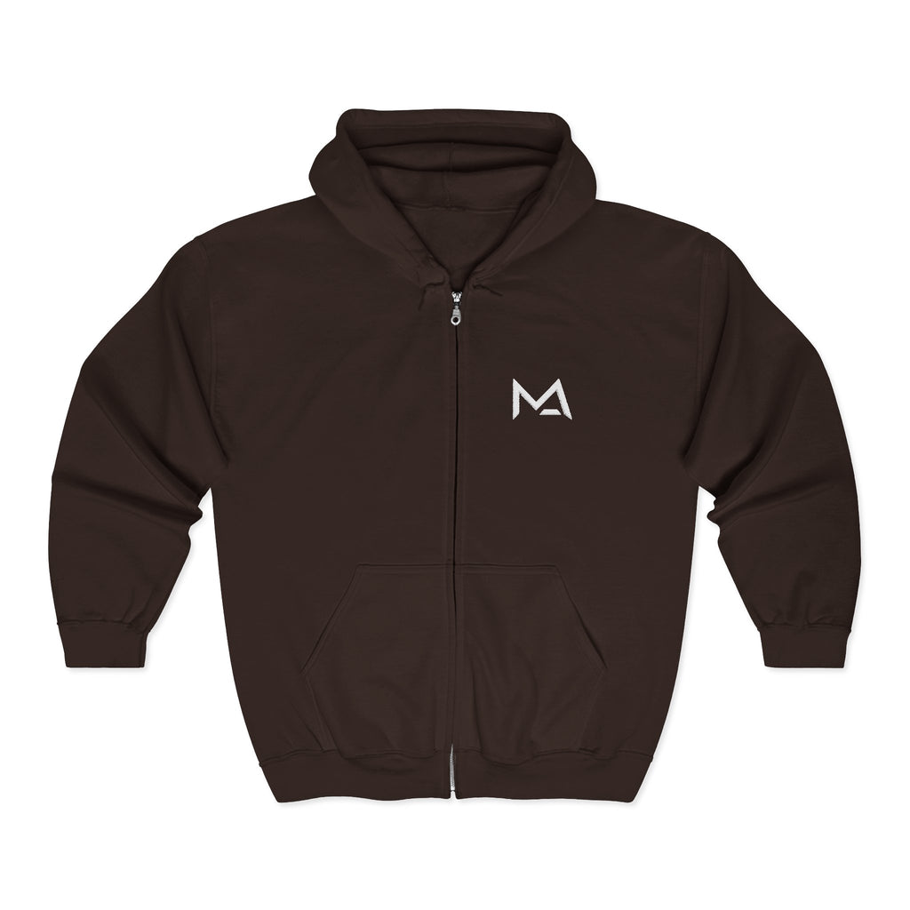 Mas Logo Unisex Heavy Full Zip Hooded Sweatshirt